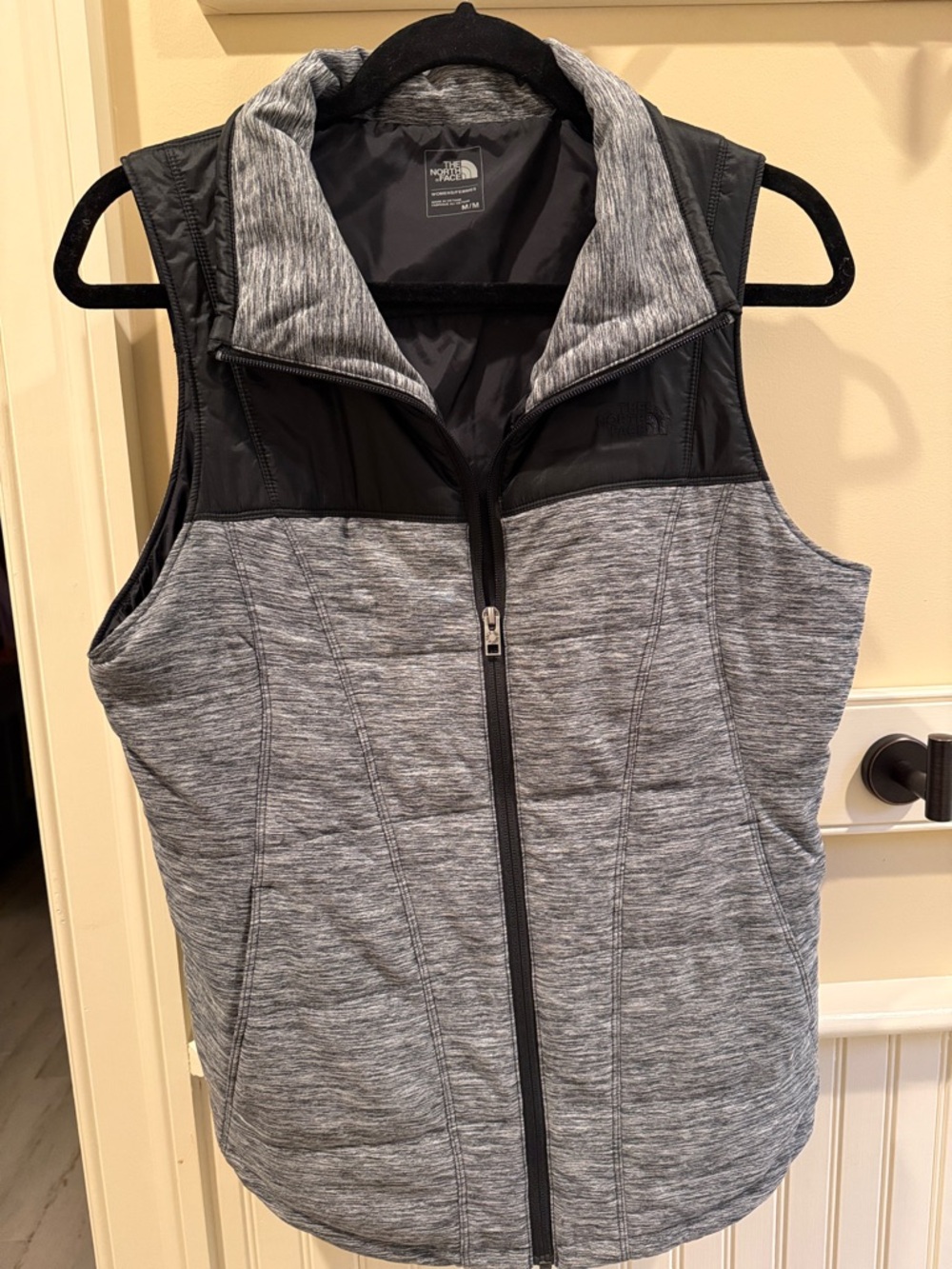 The North Face Gray and Black Quilted Vest